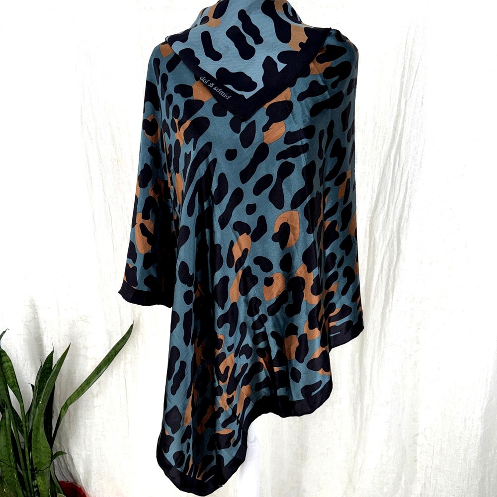 Bimba Lola Silk Scarf Large Square Leopard Whimsigoth Indie Boho Y2K Layering